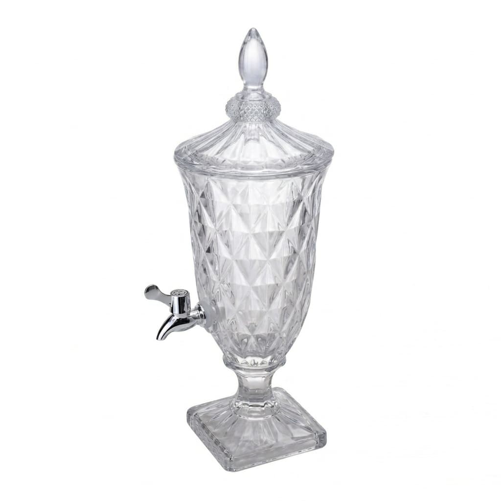 Dispenser Suqueira de Cristal C/Pé e Tampa Diamond Transparente 2 Litros Lyor
