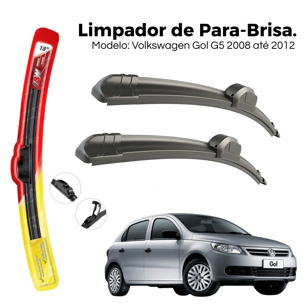 Jogo de Palheta Limpador Para-brisa Dianteiro Volkswagen Gol G5 2008 2009 2010 2011 2012