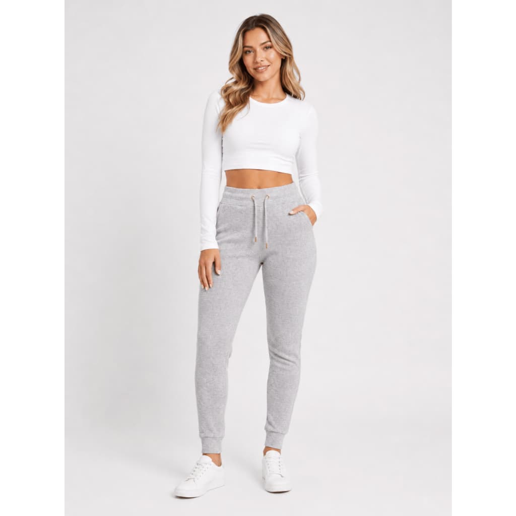 Calça de Ribana Feminina Com Bolsos Verdadeiros Cordão Regulador Inverno