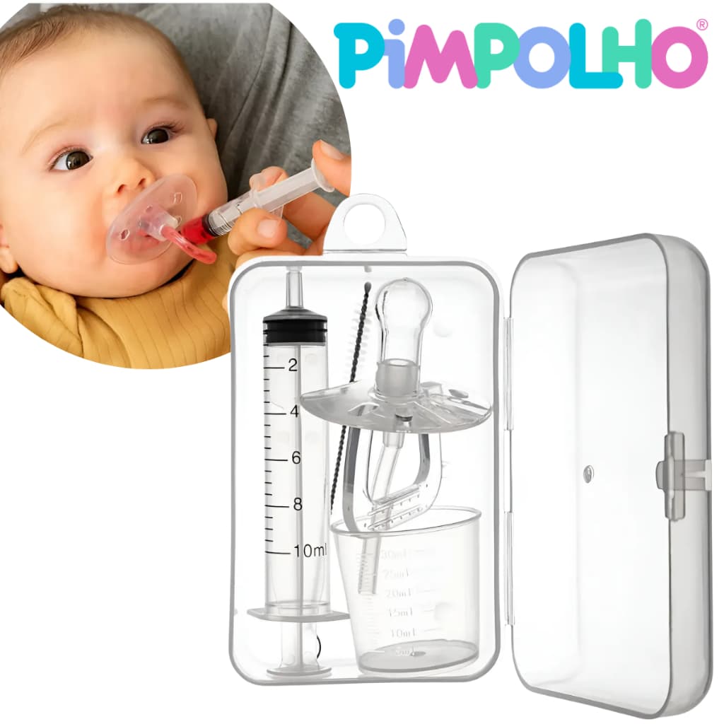 Dosador de Remédio PIMPOLHO com Formato Chupeta Bebê Seringa Dosadora De Remédio Com Mililitros