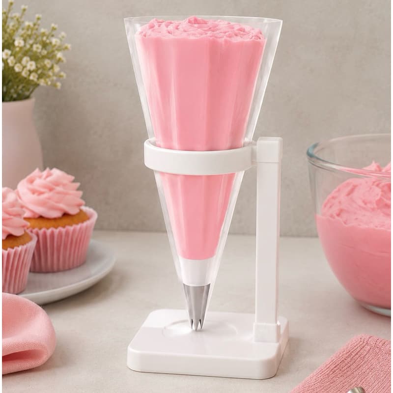 Suporte Para Saco de Confeitar 23cm Porta Manga de Confeiteiro Confeitaria Chantilly Glacê Reutilizável