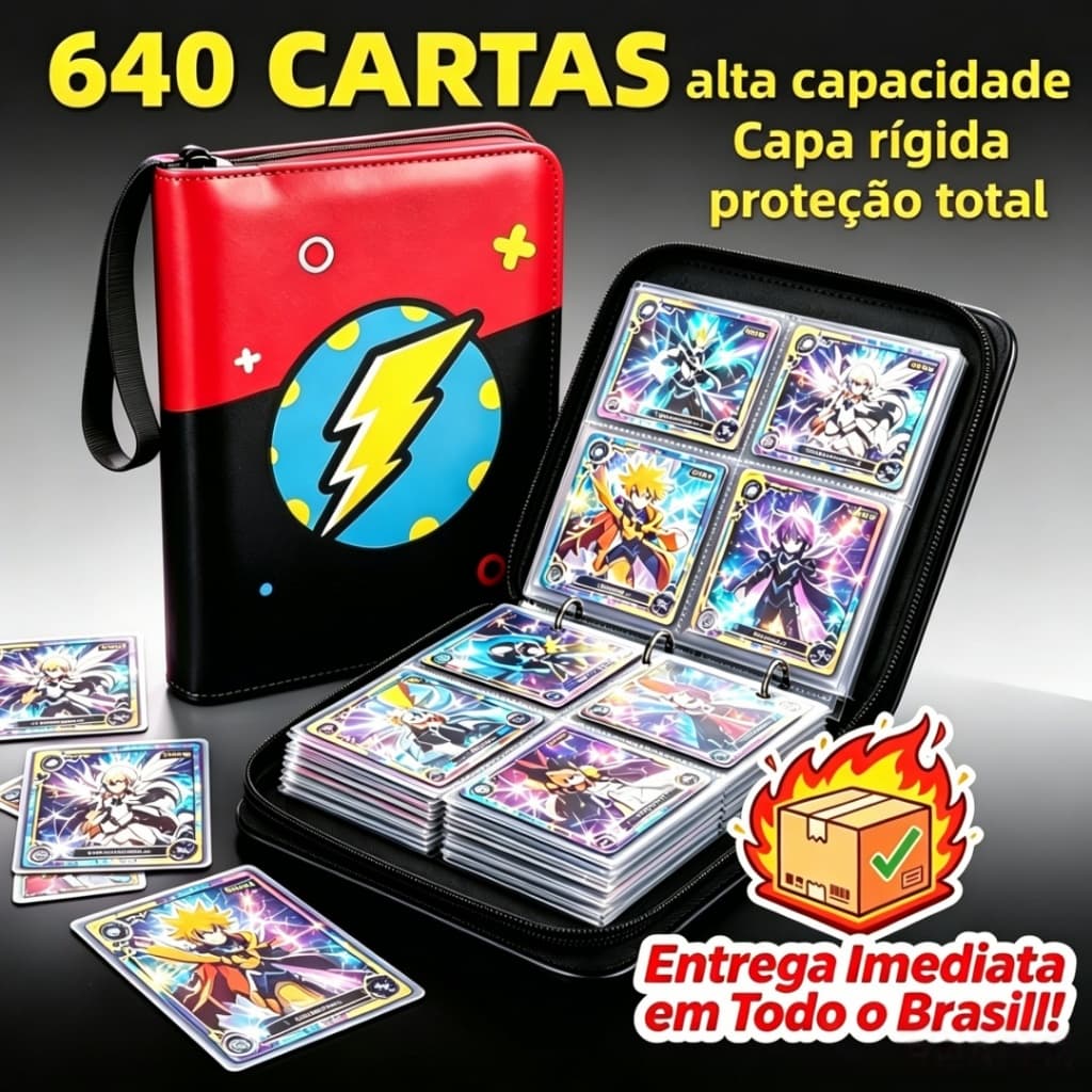 Pasta Fichário Álbum de Cartas 640 Slots TCG Cartas Dragon Ball Super DBS Porta Cartas Zíper