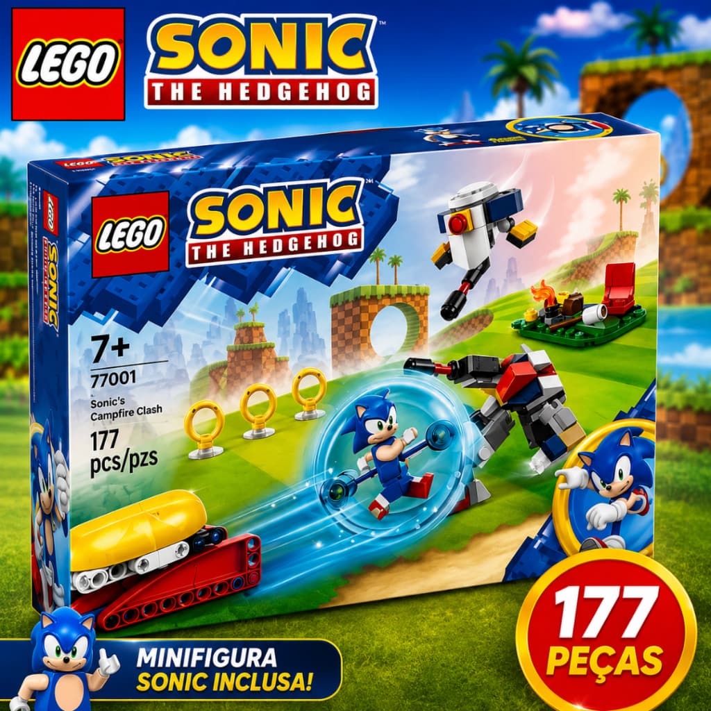 Lego Sonic The Hedgehog Batalha Na Fogueira Do Sonic - Lego Sonic Campfire Clash Kit 177 Peças 77001