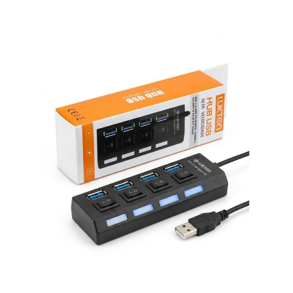 Hub USB 4 Portas Extensor Notebook PC Com Chave Liga Desliga E Led Indicador Individual Adaptador Multiplicador De Entra