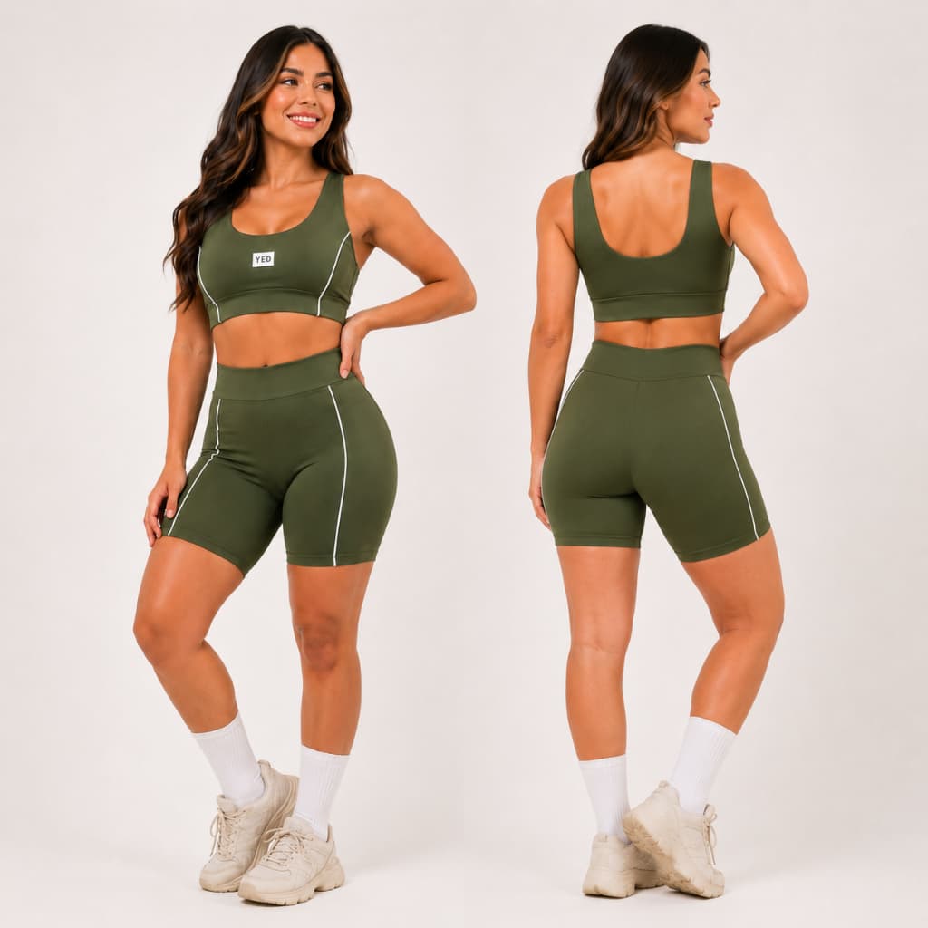 Conjunto Fitness academia Feminino Top e Shorts Treino Perfeito Tecido Premium