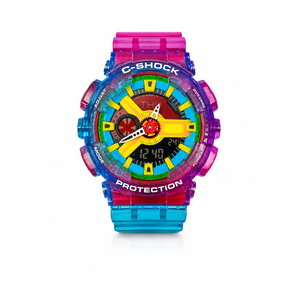 Relógio C-Shock Rainbow Transparente | Digital + Analógico | Ajuste Semi Automático | Resistente à Água