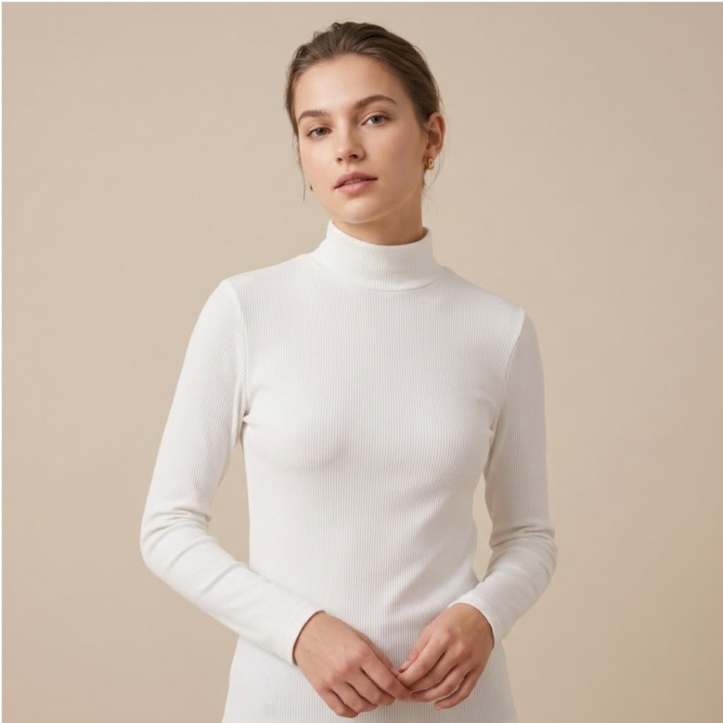 Blusa Feminina Peluciada Manga Longa Gola Alta Canelada Ribana Frio Elegante
