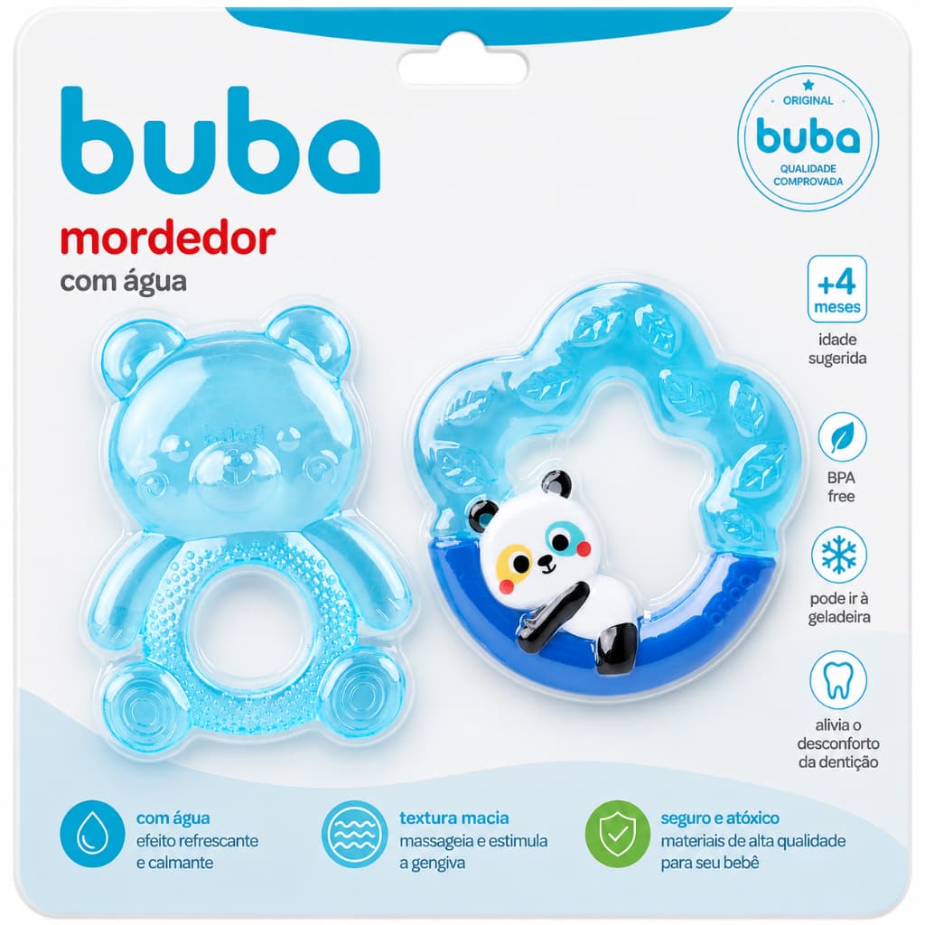 Kit 02 Mordedores Buba Refrigerável para Bebe Crescimento Dentes Alivio dor Gengiva e Dentes
