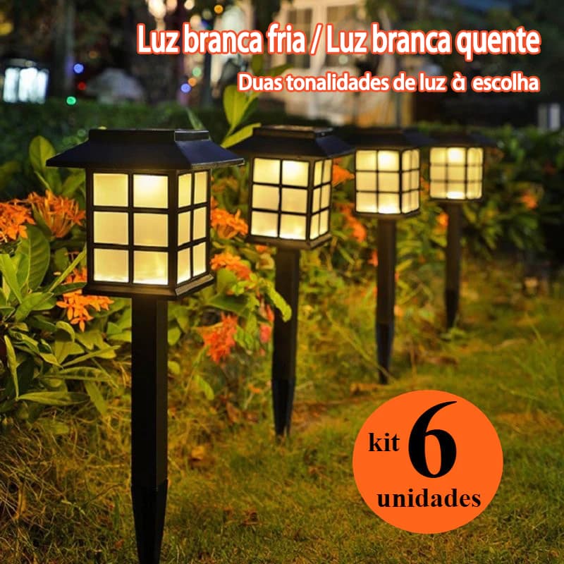 Espeto Solar Recarregável LED Decoração de Jardim e Quintal Residencial Luz branca fria