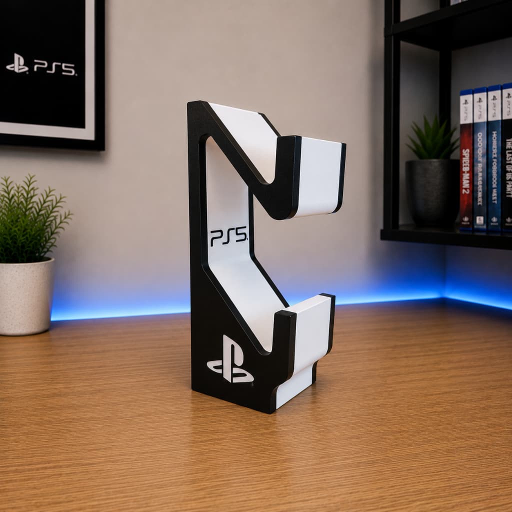 Suporte para 2 Controles PS5 Porta Controle PlayStation Organizador Gamer Mesa Setup Design Moderno Premium
