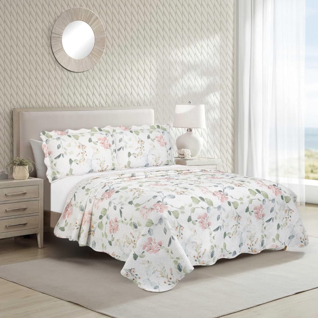 Colcha Cobre Leito Garden King 280x260Cm Dupla Face 100Gm² Matelassê 3 Peças Camesa
