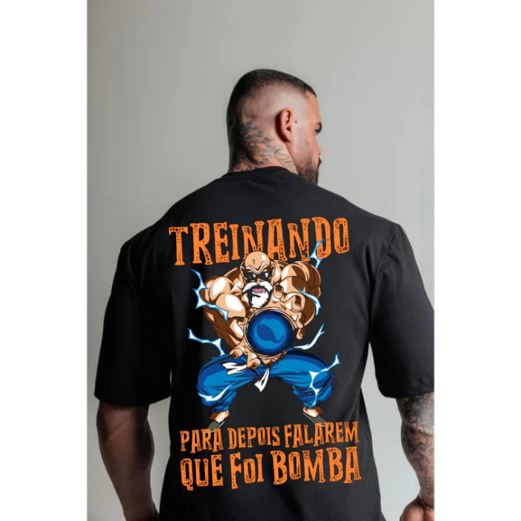 Camiseta Oversized Academia Treino Treinando Pra Depois Falarem que Foi Bomba Camisão 100% Algodão