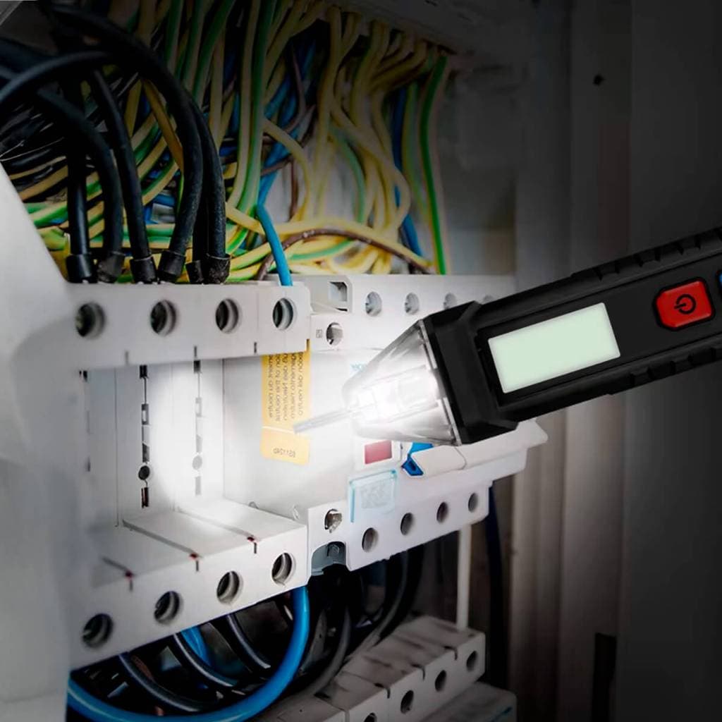 Detector De Tensão Indutivo 12V A 1000V AC Tensão Elétrica Com Alerta Sonoro Com Lanterna Integrada