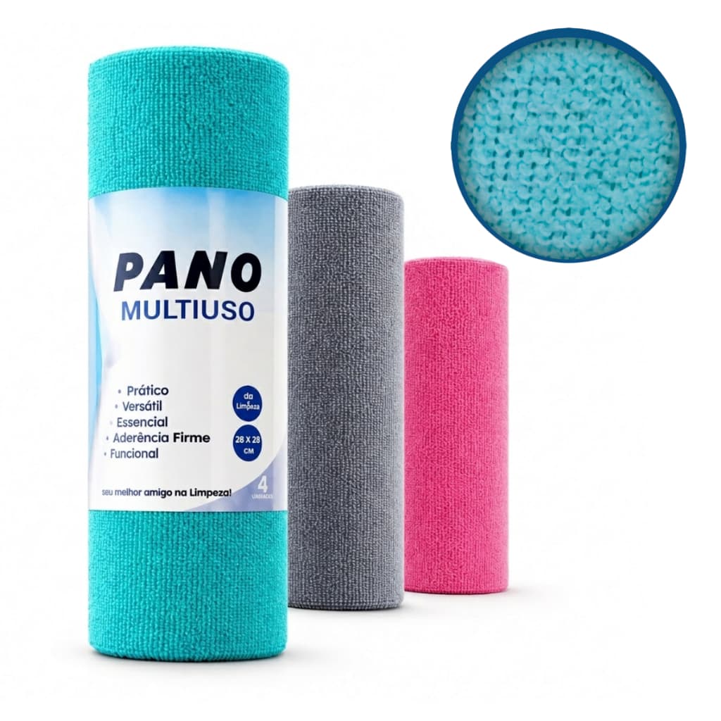 Pano Multiuso Rolo 20 Folhas 25x25cm Reutilizável Lavável Limpeza Casa Cozinha Pia Alta Absorção