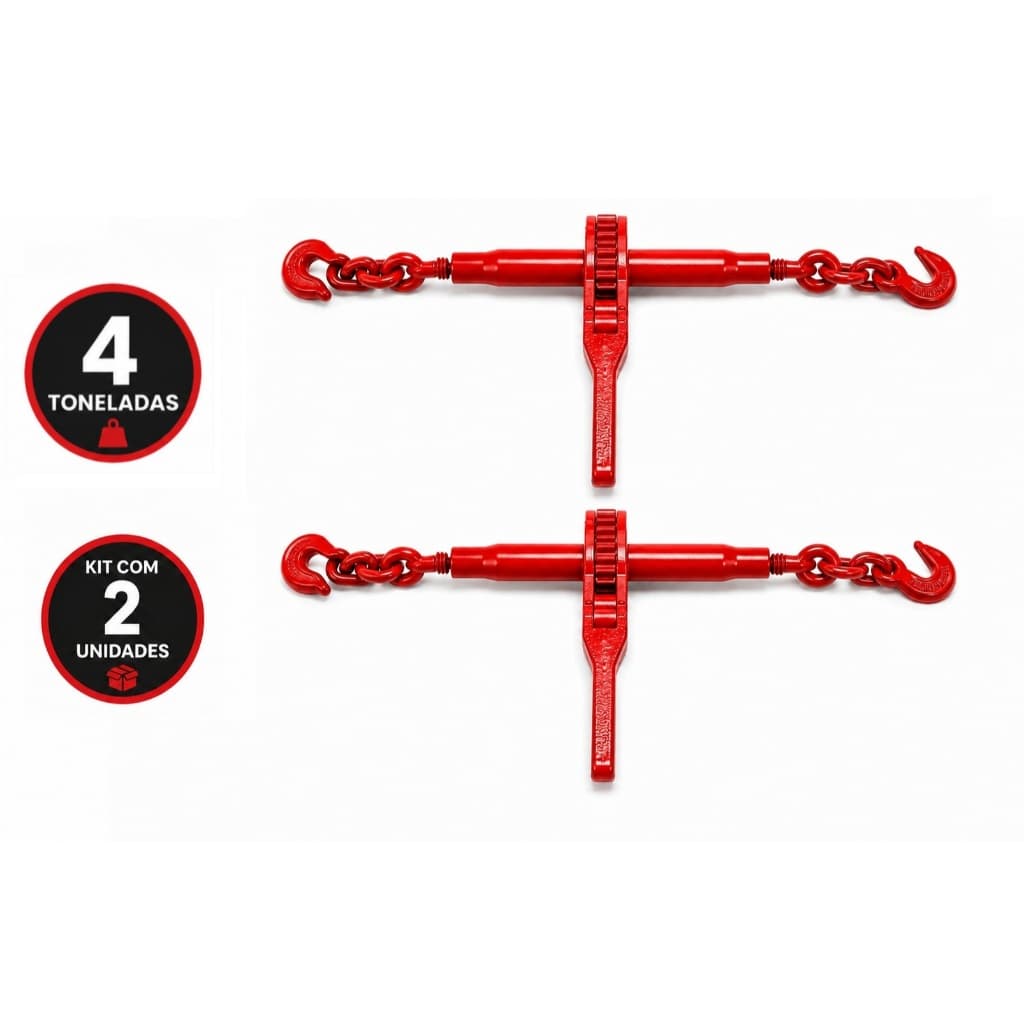 Kit 2 Tensionador Corrente Catraca 3/8 1/2 Corrente 10-13mm Carga 4 Toneladas