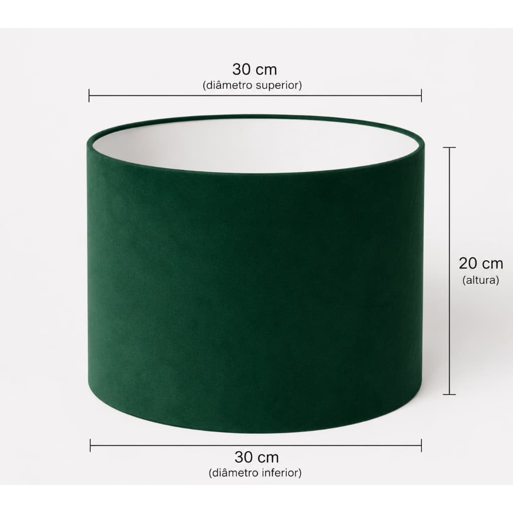 Cúpula média para abajur luminária de mesa pendente decorativa  30x30x20  em tecido  verde veludo