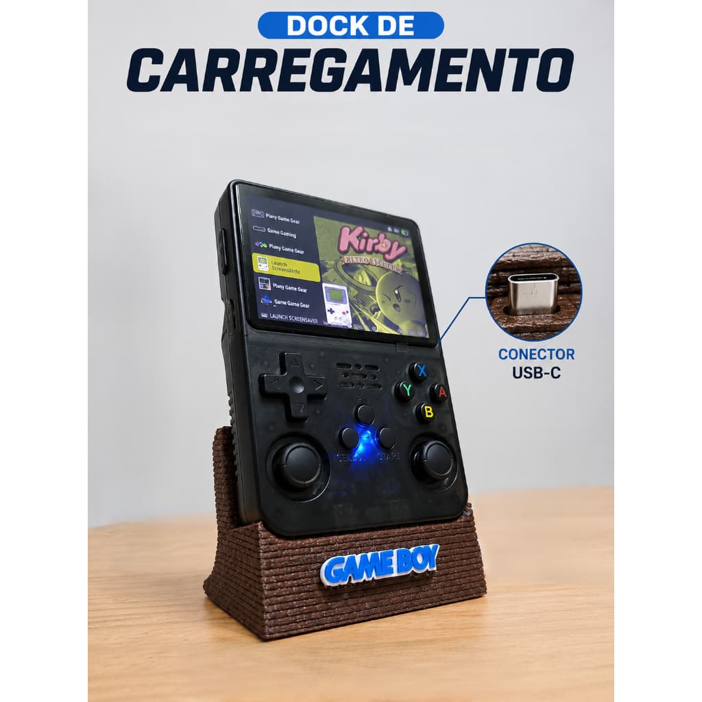 Base de Carregamento R36S Dock USB-C Suporte Organizador para Console Retro Portátil