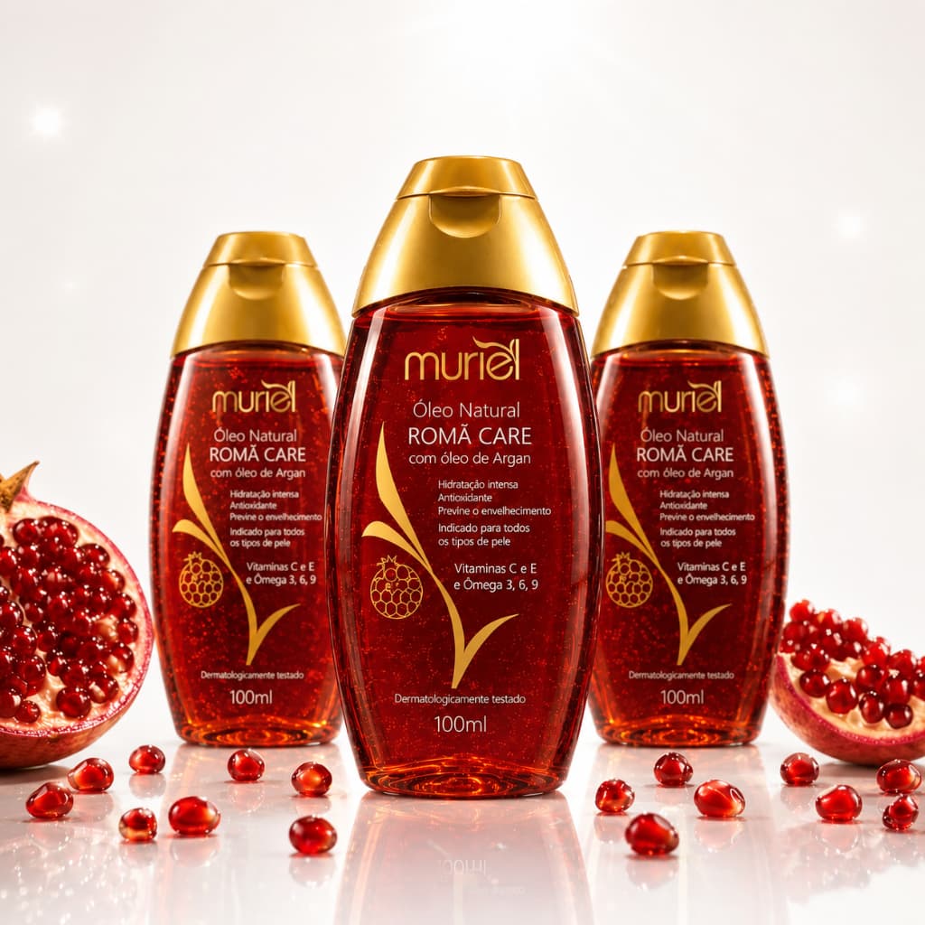 Kit com 3 unidades do Óleo Corporal Muriel Romã Care (100ml cada)