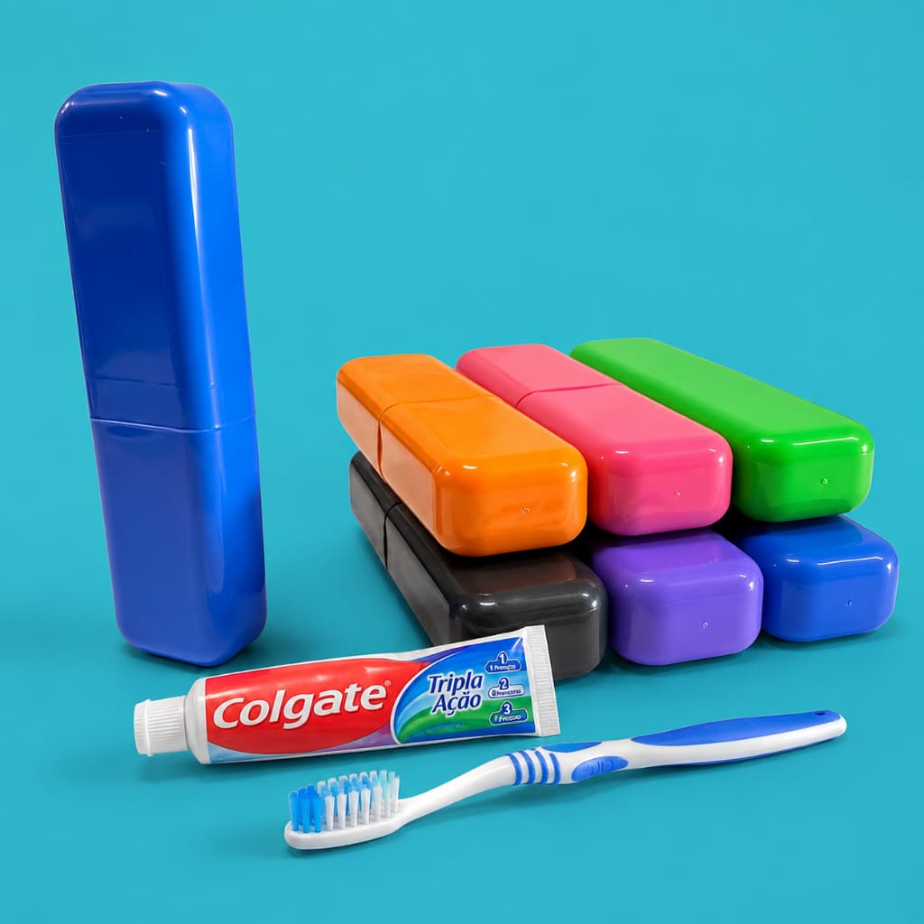Kit 100/200 Estojos Porta Escova e Pasta de Dente Resistente para Viagem e Organização Para Revenda