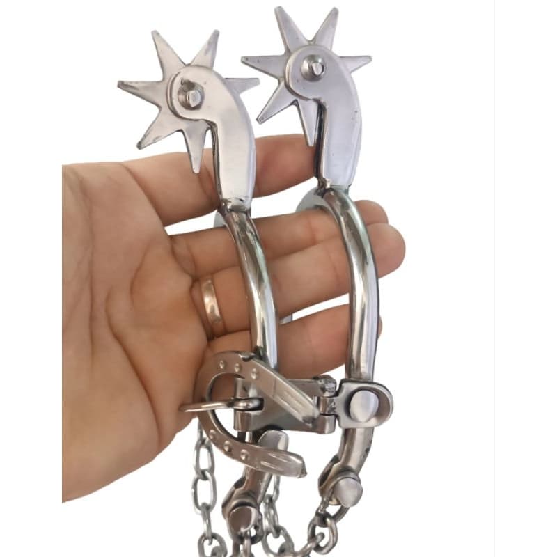 espora cavalo vaquejada em inox roseta 7 d. padrão abvaq abqm