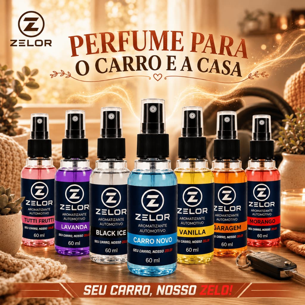 Aromatizante Spray 60ml Zelor Cheirinho Carro e Ambiente Perfume Casa Presente Aroma Duradouro