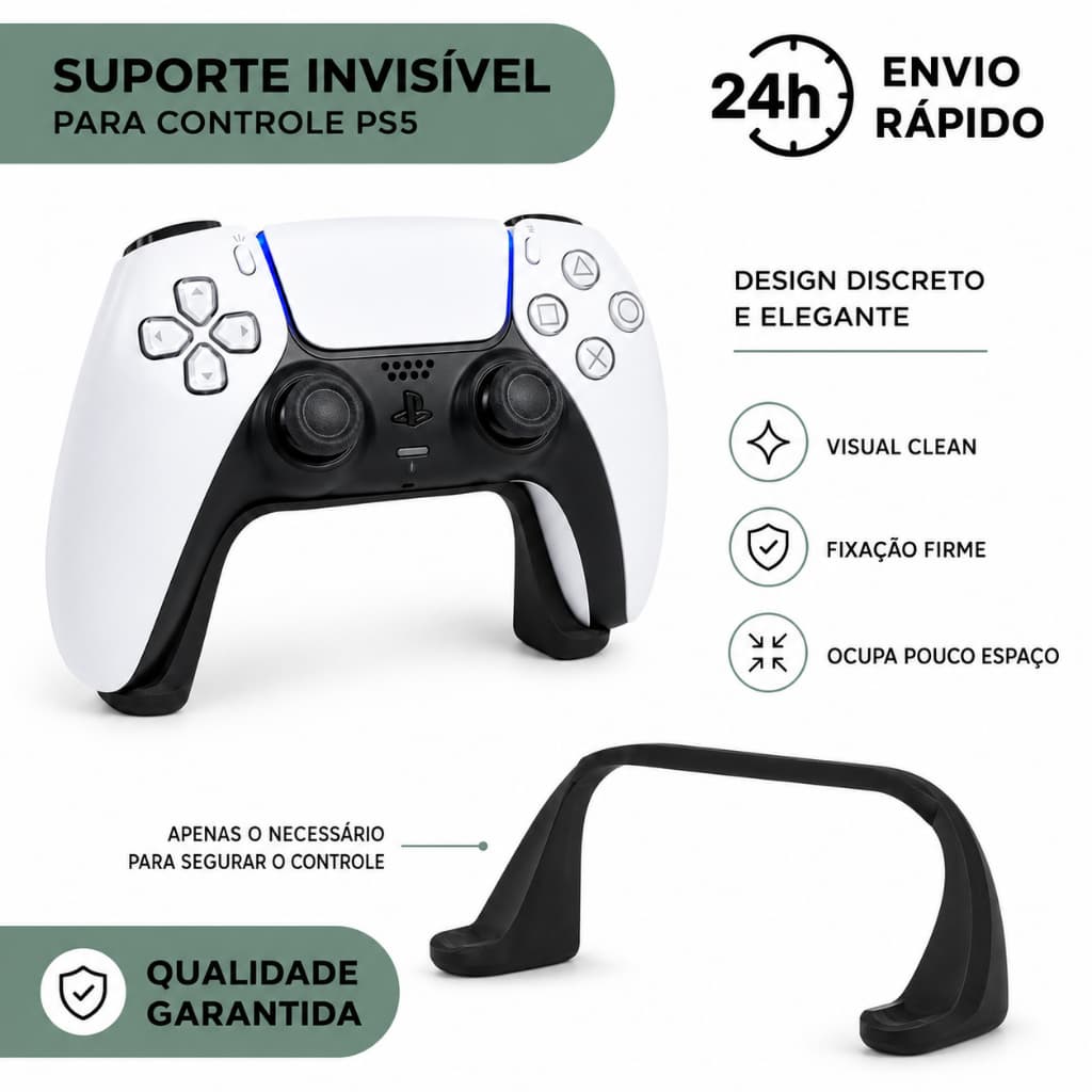 Suporte para Controle de PS5 Discreto com Fixação Firme  | Organizador para controle Visual Clean