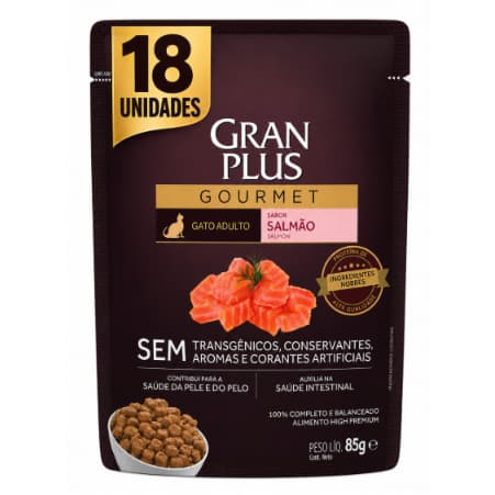 SACHE GRANPLUS GATO ADULTO SALMAO CAIXA COM 18 UNIDADES