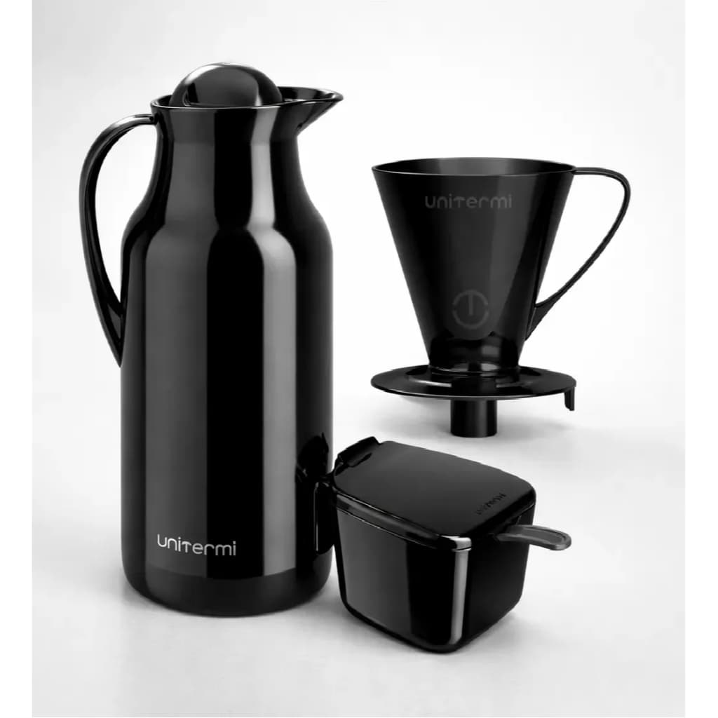 Kit Garrafa Térmica Siena 1L + Açucareiro com Colher + Porta Filtro de Café 102/03 - Unitermi