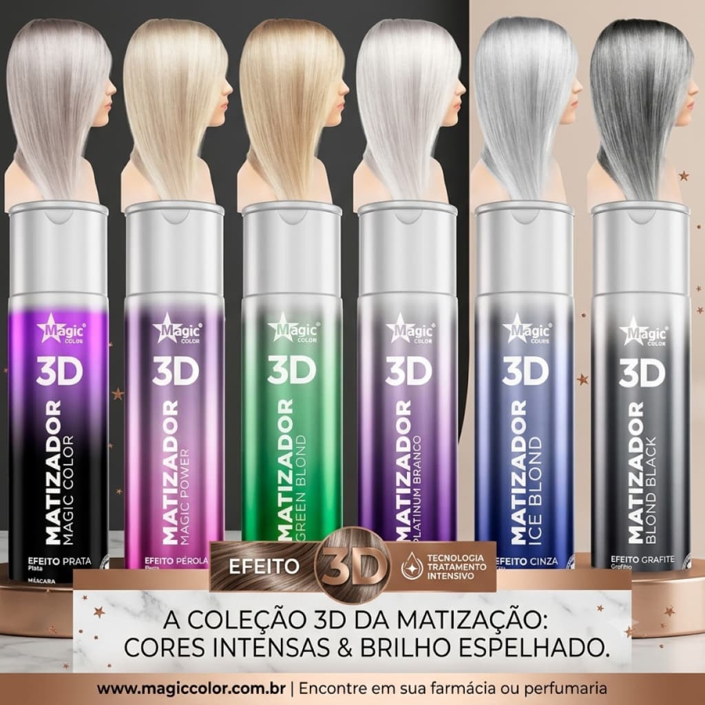 Matizador Magic Color 3D Todos os Efeitos -  Loiro/Ruivo/Morena Iluminada 500ml/300ml/100ml