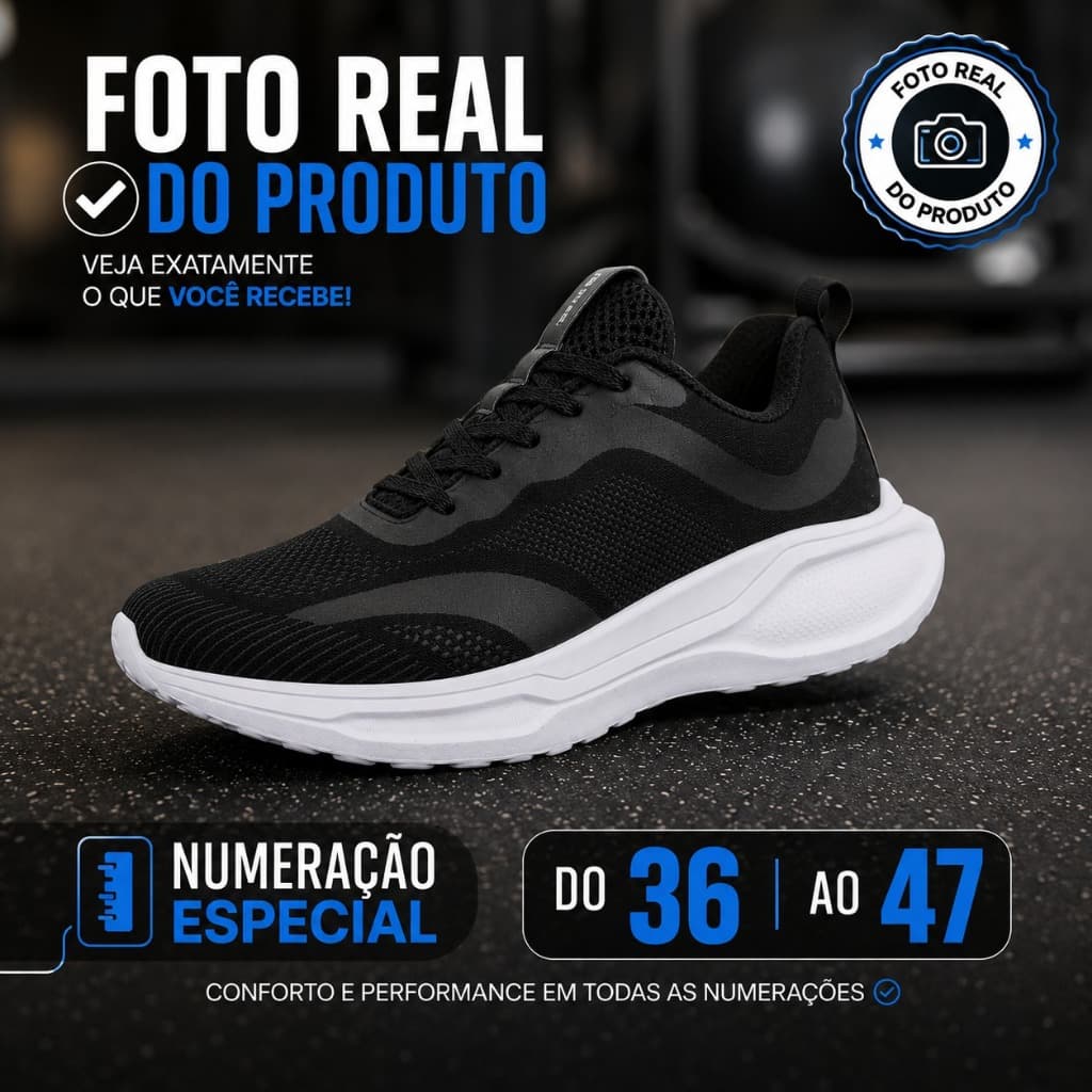 Tênis Confortável Leve Academia Caminhada Corrida Casual Masculino Feminino Numeração 36 ao 47