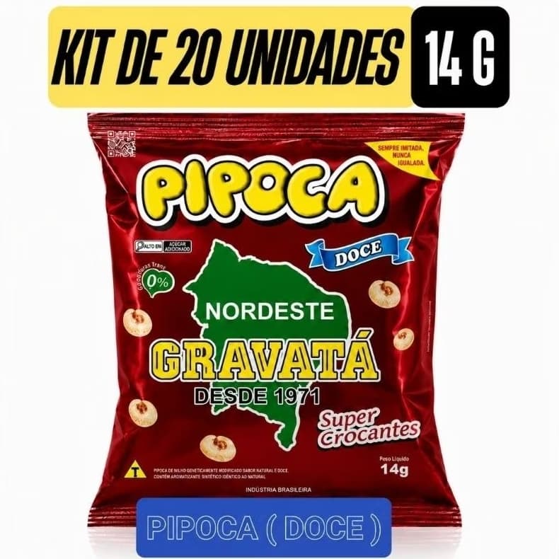 Pipoca DOCE gravata do nordeste 1 fardo com 20 pacotes