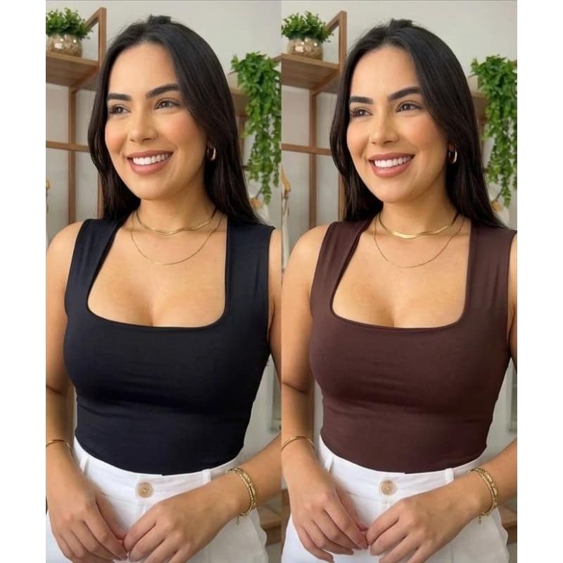 kit Regata feminina blusinha suplex com forro básica ajustada moda verão