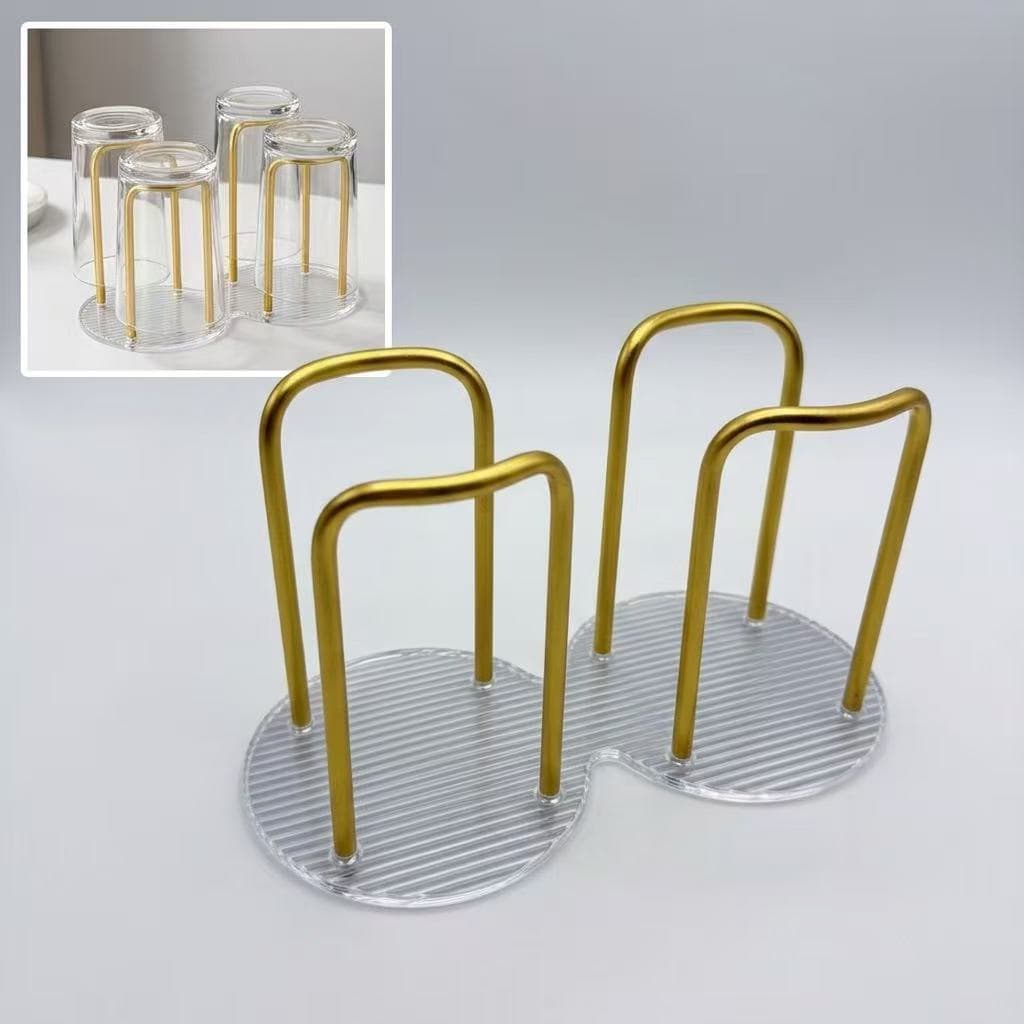 Organizador de Mesa em Acrílico Transparente – Suporte para Copos + Escorredor de Talheres