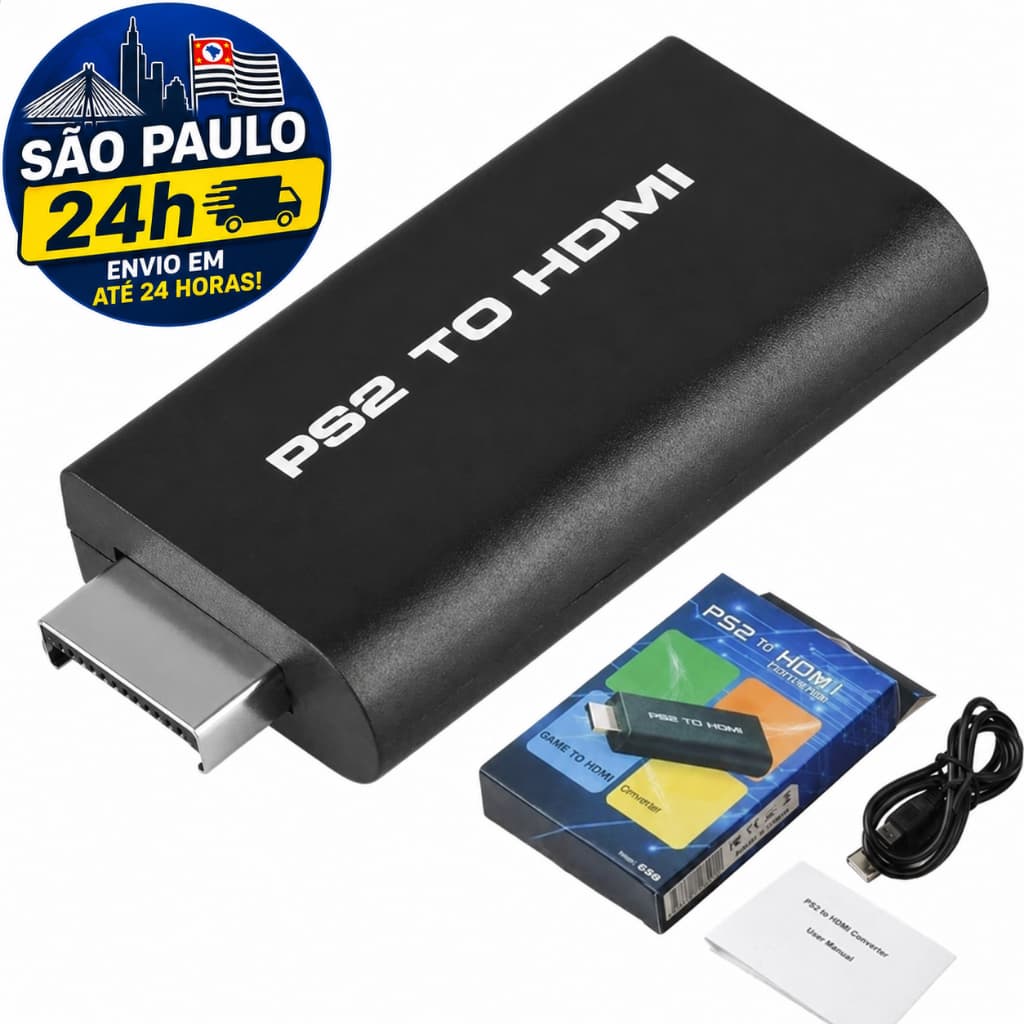 PS2 To HDMI Adaptador Conversor AV para HDMI para PlayStation 2 Áudio e Vídeo Digital Compatível com TV LED LCD Monitor
