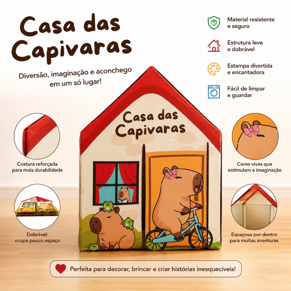 Casinha Barraca Cabana Capivara Capibara Desmontável Infantil Unissex Capybara
