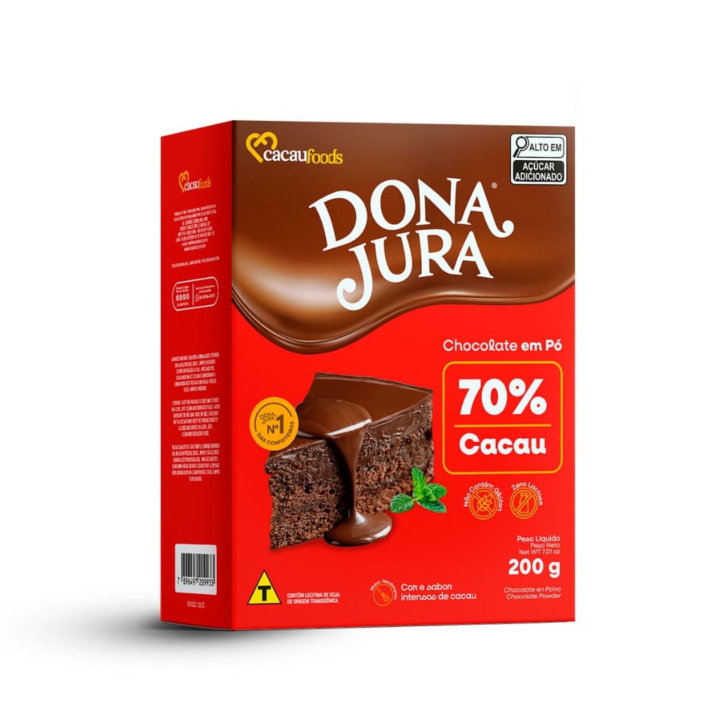 Chocolate em Pó Solúvel 70% 200g Dona Jura