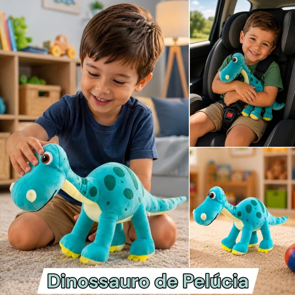 Brinquedo Infantil Dinossauro Pelúcia Dino Macio Antialérgico