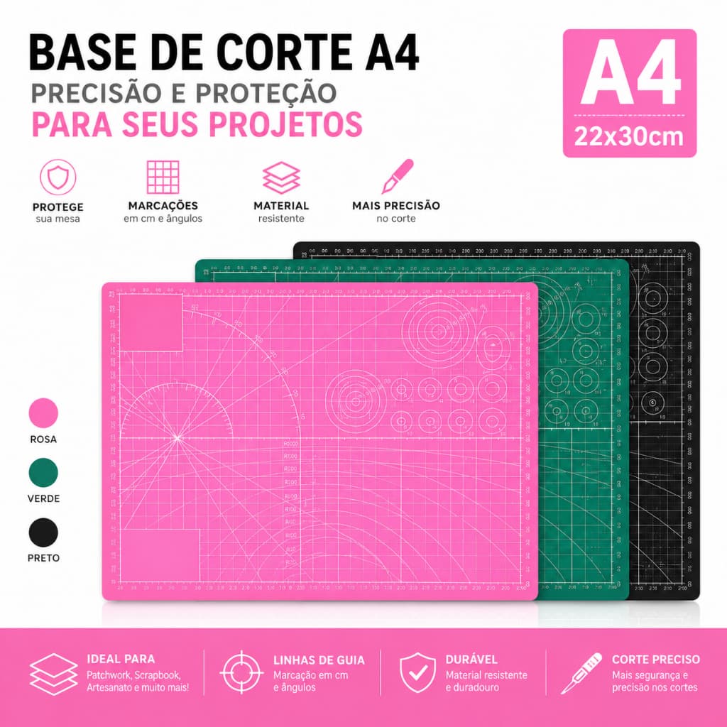 Base Placa de Corte A4 30x22cm Dupla Face para Patchwork Scrapbook Artesanato Costura Proteção Mesa