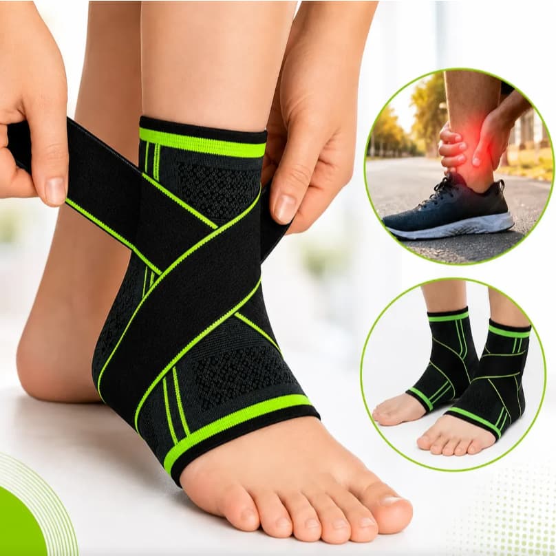 Kit 2 Tornozeleiras de Compressão Elástica Respirável Proteção Esportiva Ajustável