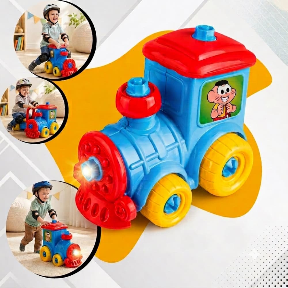 Brinquedo Infantil Trenzinho Do Cascão Educativo Pedagógico Colorido Divertido Personagem Seguro