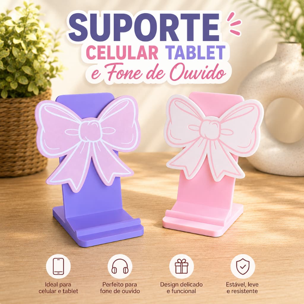Suporte Multiuso para Celular, Tablet e Fone de Ouvido Menina
