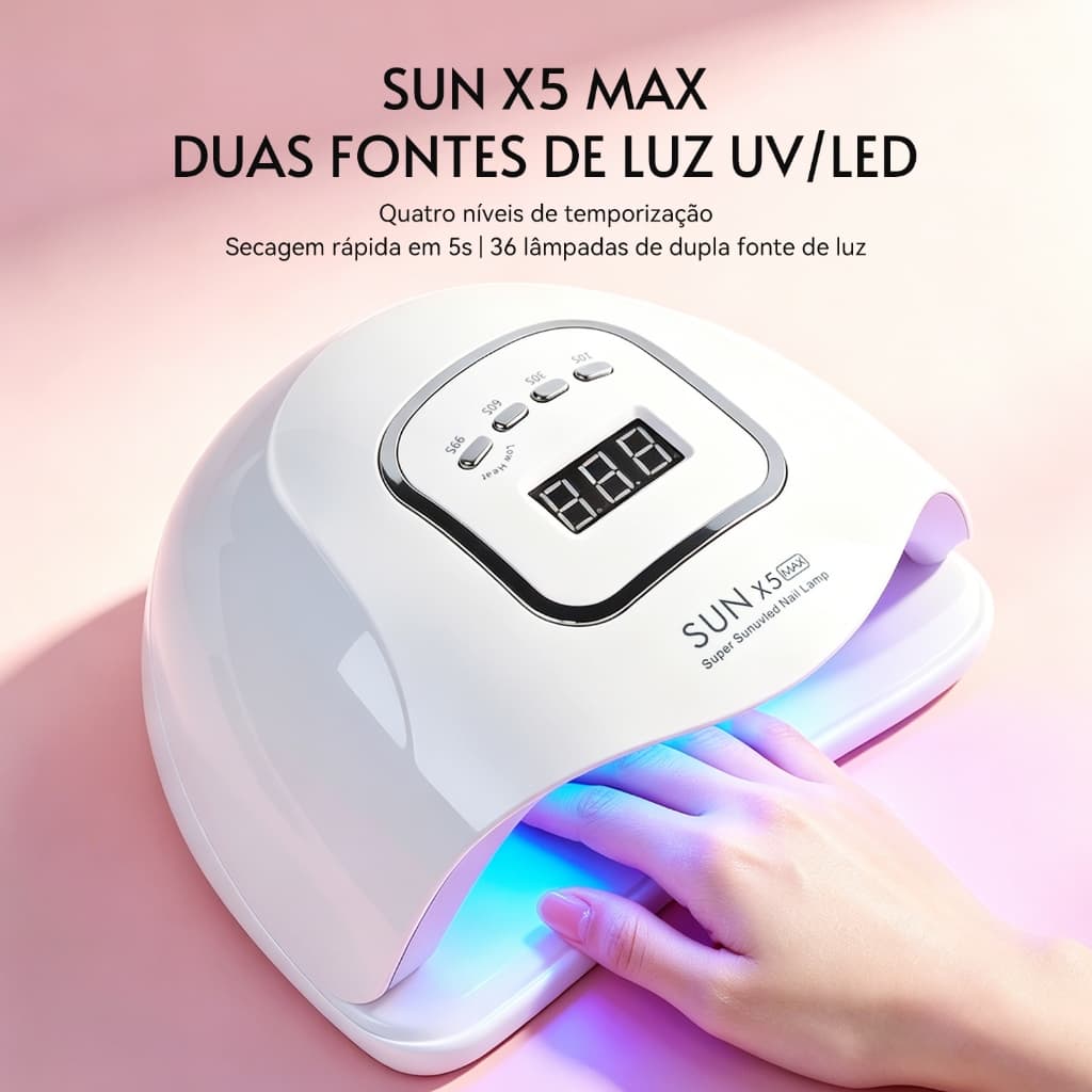 Cabine Secadora de Unhas Sun X5 Max 120W 45 LEDs Bivolt UV LED Para Gel Acrigel Fibra Secagem Rápida