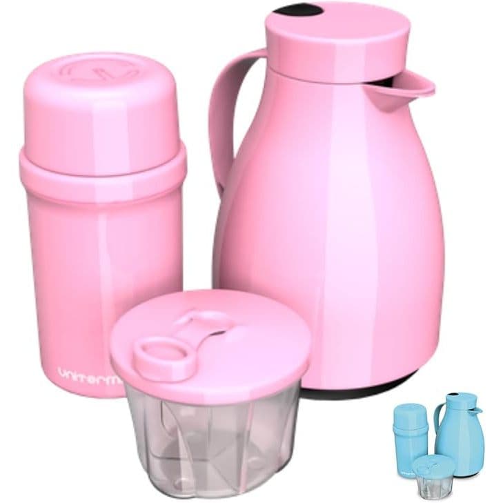 Kit Unibaby Com Garrafa Paris 500ml Garrafa Fano 250ml e Pote Dosador 300ml Unitermi