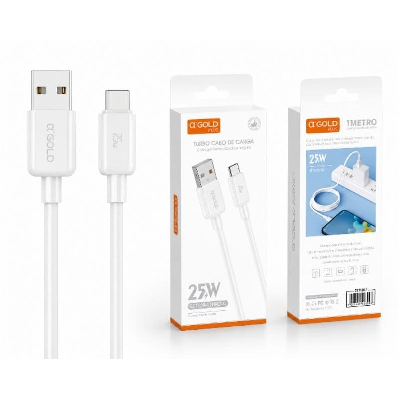 Carregador Turbo 25W Lighting Tipo C micro-usb compatível Samsung xaiomi iPhone Carregamento Rápido