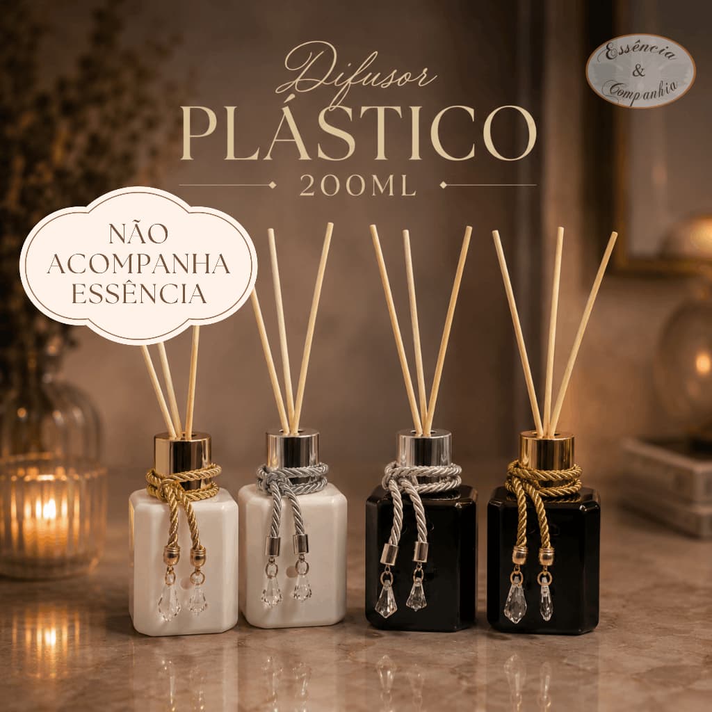 Kit Difusor Aromatizador de Ambiente PET Plástico 200ml Para Lavabo Sala Escritório
