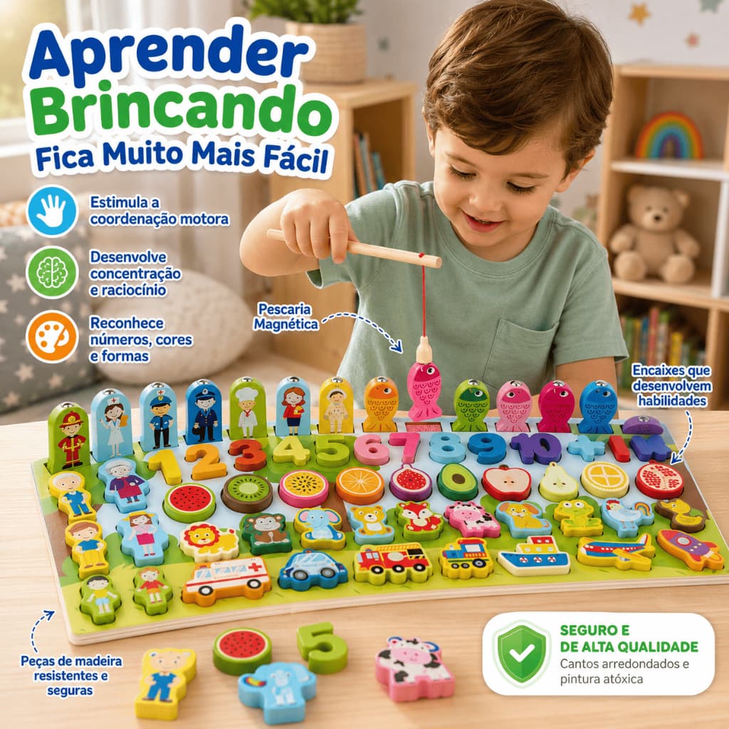 Brinquedo Educativo Montessori Alfabetização Madeira Letras Aprender Brincando