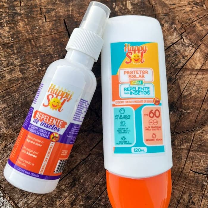 ANTISSINAIS PROTETOR SOLAR HAPPY REPELENTE 60 FPS + SPRAY REPELENTE 120ML