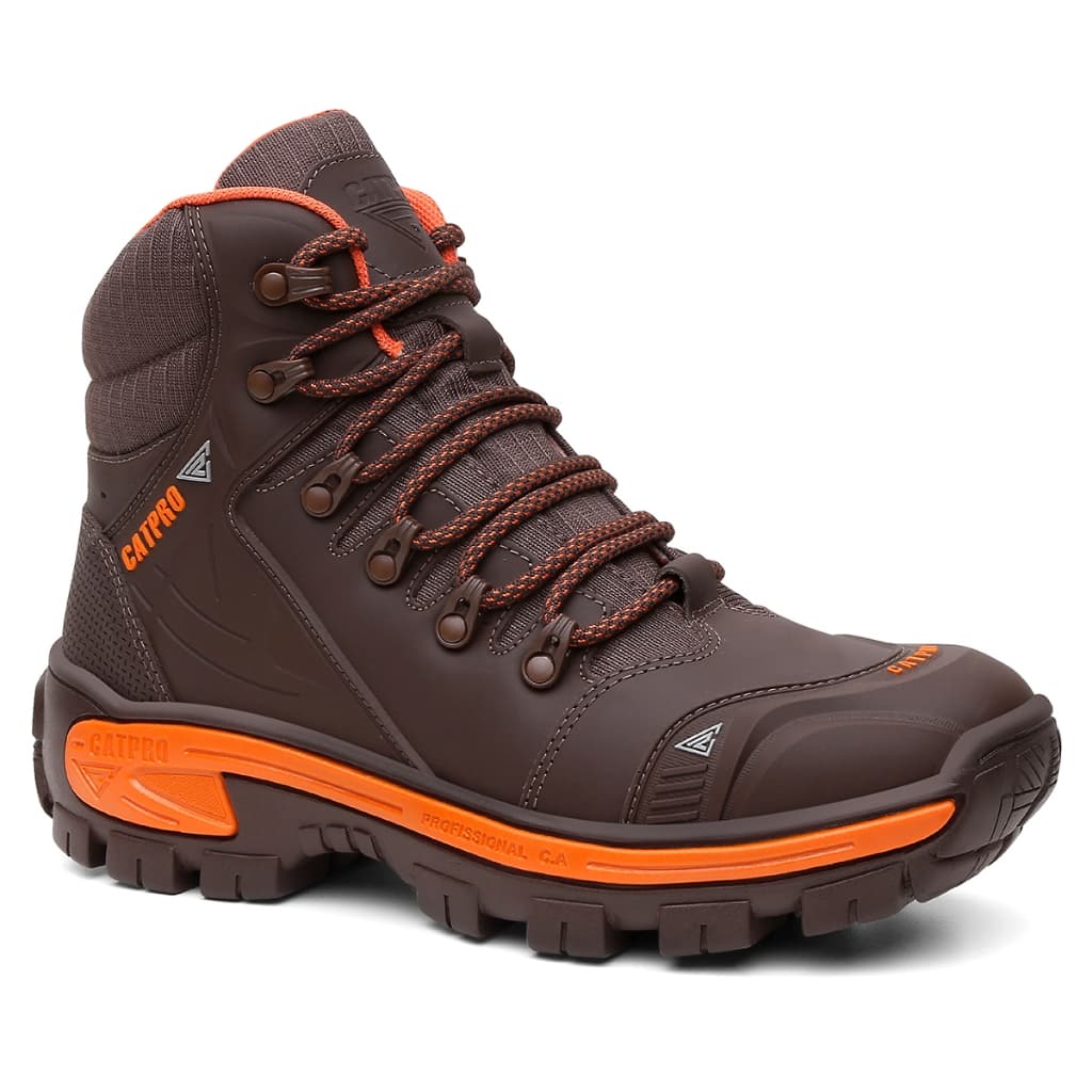 Bota De Segurança Coturno Masculino De Couro Premium CatPro Reforçado Confortável Inverno Estilo Motoqueiro Trilha Delta