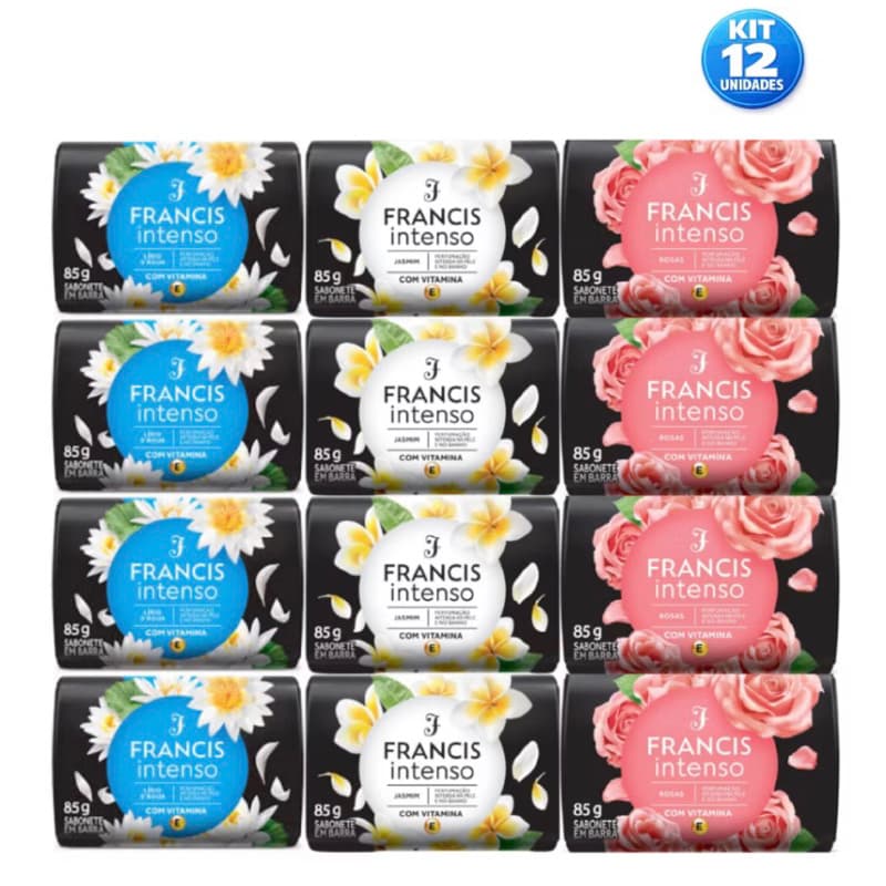 Kit 12 Sabonete Francis Intenso Em Barra Variados 85g Atacado