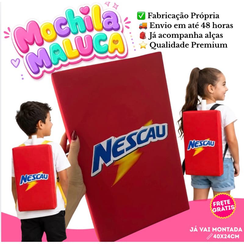 Mochila Maluca NESCAU Infantil 40x24cm| Já Pronta
